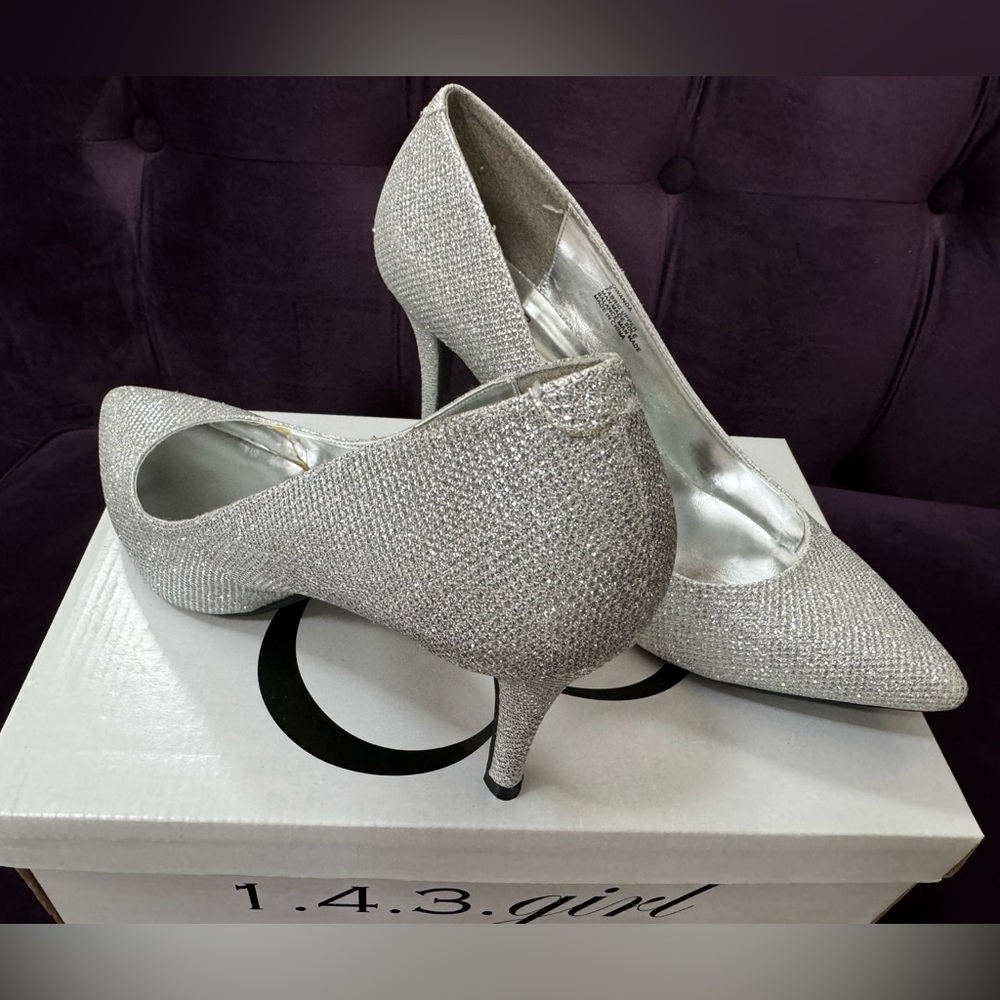 Sparkly Silver Pumps. Never Worn 3” heel Nonslip soles perfect for dancing!